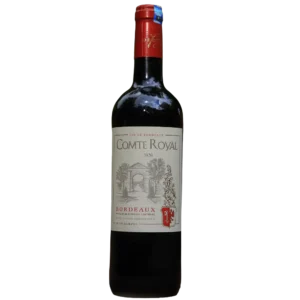 Bottle of Comte Royal Bordeaux red wine 2020 vintage