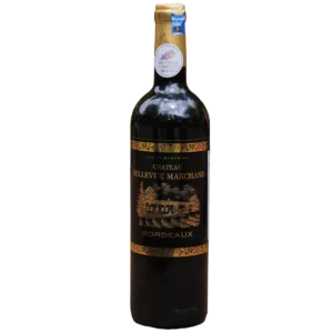 Bottle of Chateau Bellevue Marchand Bordeaux red wine