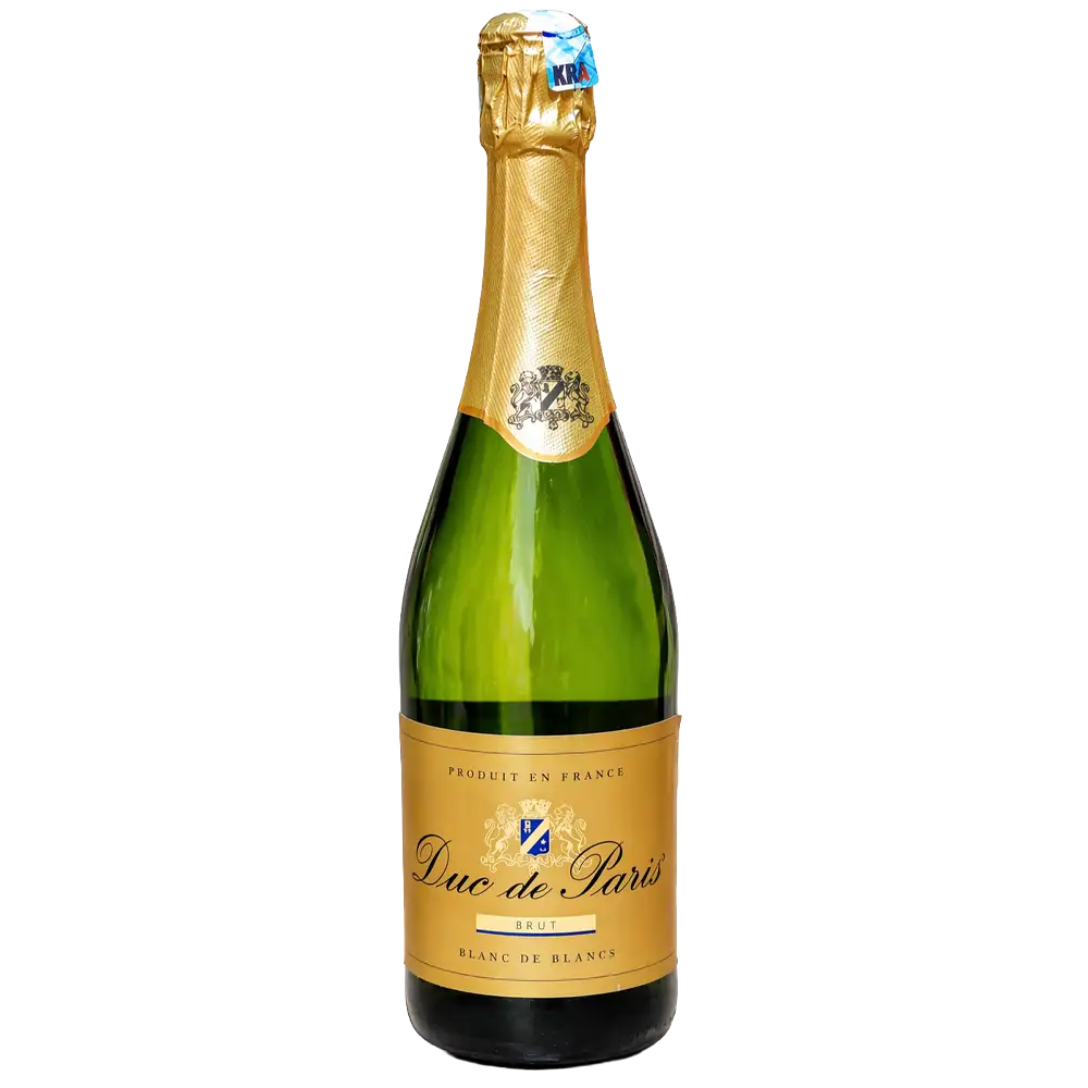 Bottle of Duc de Paris Brut Blanc de Blancs sparkling wine