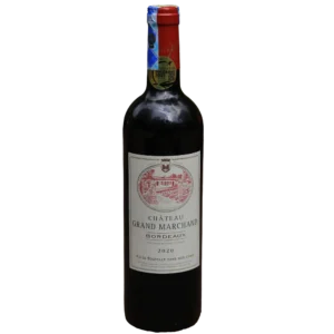 Bottle of Chateau Grand Marchand Bordeaux red wine 2020