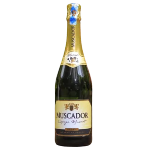Bottle of Muscador Blanc sparkling wine
